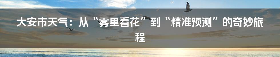 大安市天气：从“雾里看花”到“精准预测”的奇妙旅程