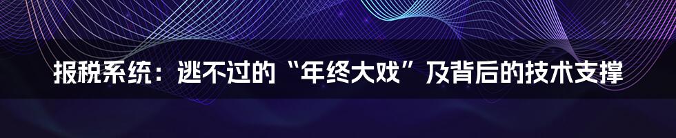 报税系统：逃不过的“年终大戏”及背后的技术支撑