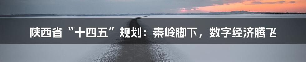 陕西省“十四五”规划：秦岭脚下，数字经济腾飞