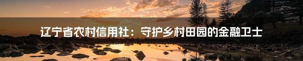 辽宁省农村信用社：守护乡村田园的金融卫士