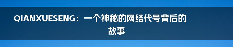 QIANXUESENG：一个神秘的网络代号背后的故事