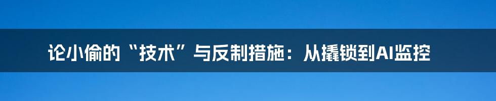 论小偷的“技术”与反制措施：从撬锁到AI监控