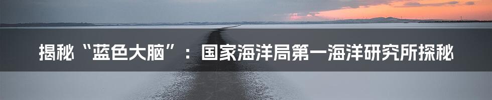 揭秘“蓝色大脑”：国家海洋局第一海洋研究所探秘