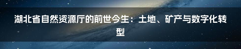 湖北省自然资源厅的前世今生：土地、矿产与数字化转型