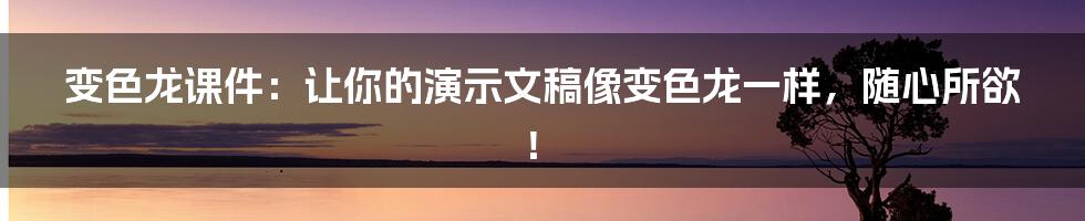 变色龙课件：让你的演示文稿像变色龙一样，随心所欲！